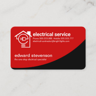 Red Power Curve Letter-e Bulb Home Business Card