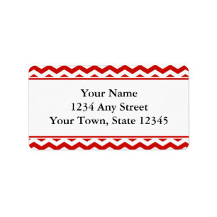 Red Pre-Printed Chevron Envelope Address Labels