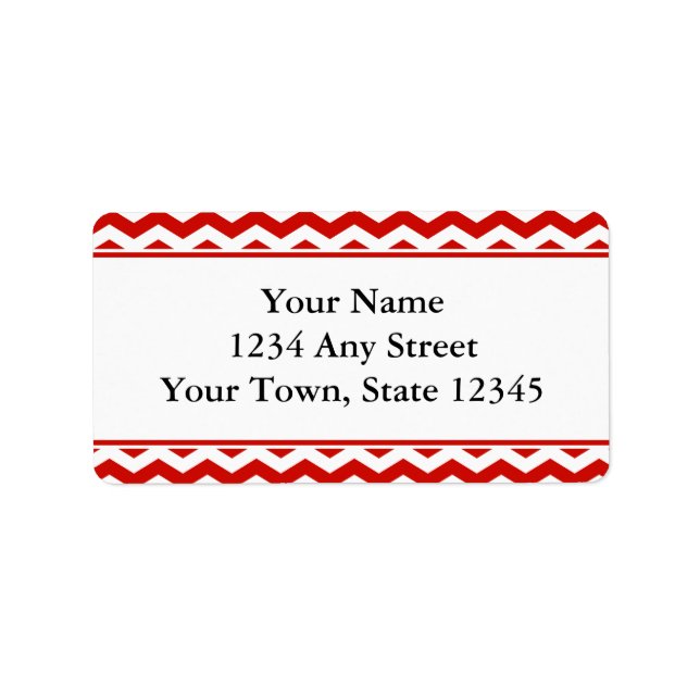 Red Pre-Printed Chevron Envelope Address Labels (Front)