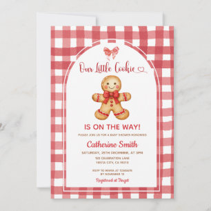 Red Preppy Gingham Gingerbread Baby Shower  Invitation
