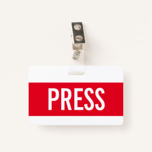 Red Press All Access Pass Horizontal ID Badge