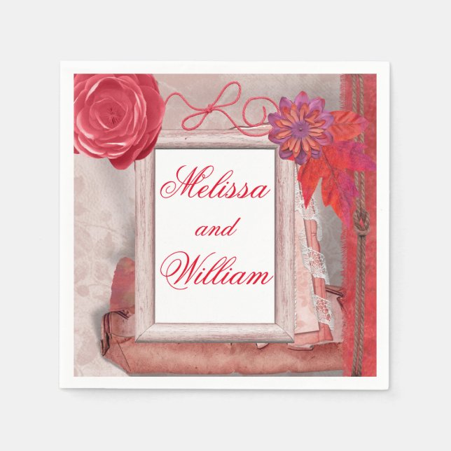 Red Pretty Rustic Napkin (Front)