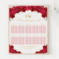 Red Princess Quinceañera 10 Table Seating Chart