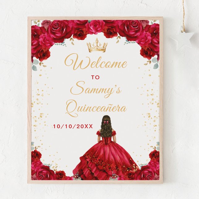Red Princess Quinceañera Welcome Poster (Creator Uploaded)