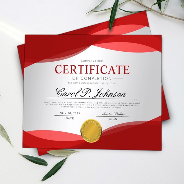 Red Professional Certificate of Completion (Creator Uploaded)
