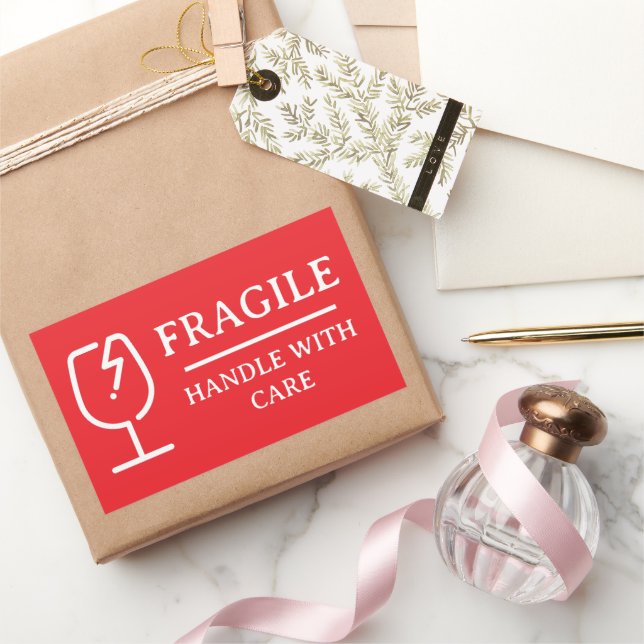 Red Professional Fragile Handle With Care Sticker (Gifting)