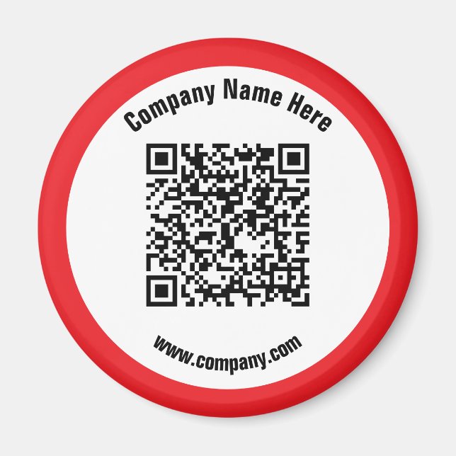 Red Promotional Business Name QR Code  Magnet (Front)