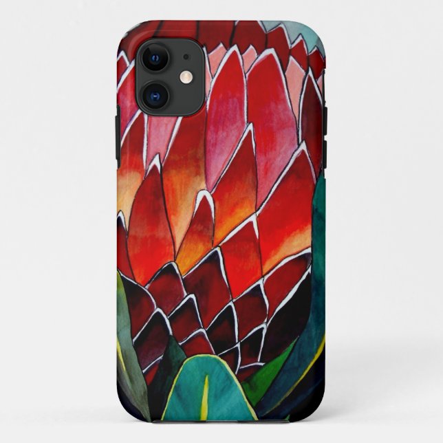Red Protea flower original watercolour art Case-Mate iPhone Case (Back)