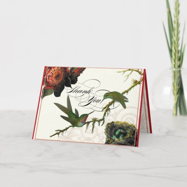 Red Protea Hummingbirds - Thank You Note Cards (Front)