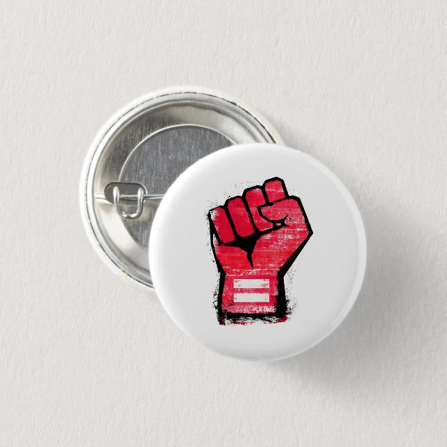 Red Protest Fist 1 Inch Round Button (Front & Back)