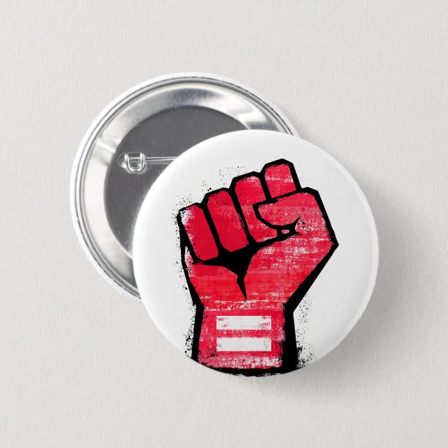 Red Protest Fist 2 Inch Round Button (Front & Back)