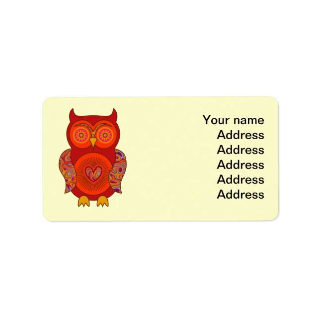 Red Psychedelic Owl Label (Front)
