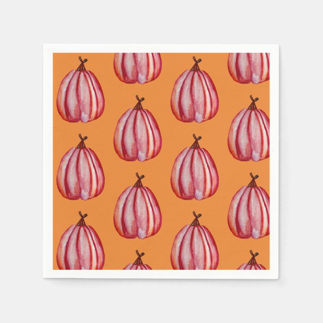 Red Pumpkin Art Paper napkins (Front)