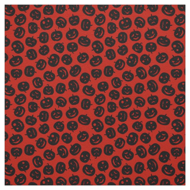 Red Pumpkin Happy Halloween Modern Fabric (Swatch)