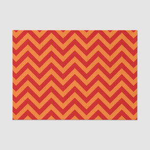 Red, Pumpkin Orange Large Chevron ZigZag Pattern Tissue Paper