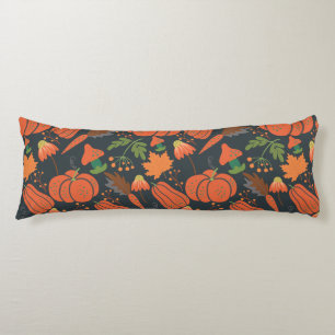 Red pumpkin seamless pattern and carrots body pillow