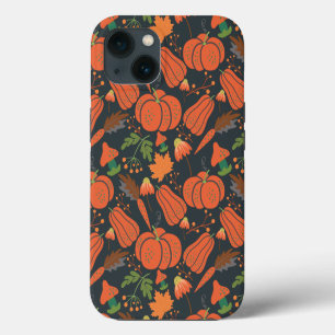 Red pumpkin seamless pattern and carrots iPhone 13 case