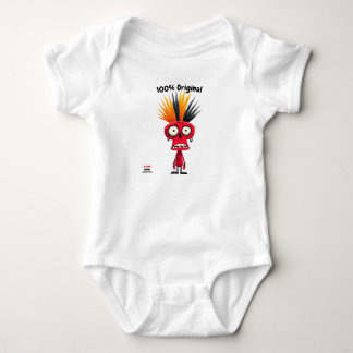 Red Punk Character with Mohawk | Fun Unisex Style Baby Bodysuit