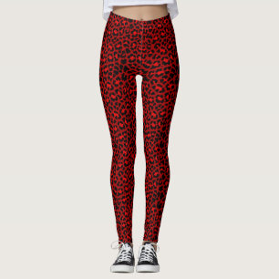 Red Punky Rockabilly Psychobilly Leopard Print Leggings