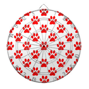Red puppy paws pattern dartboard