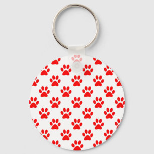 Red puppy paws pattern keychain