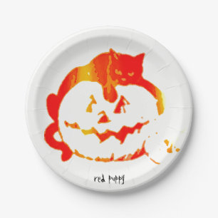 red puppy "Pumpkin Platter" Paper Plate
