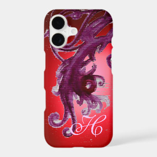 RED PURPLE BERRIES AND FLORAL SWIRLS MONOGRAM