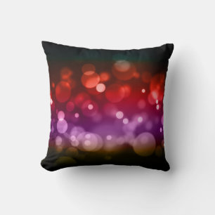 Red, Purple & Brown Bokeh Circles Design Throw Pillow