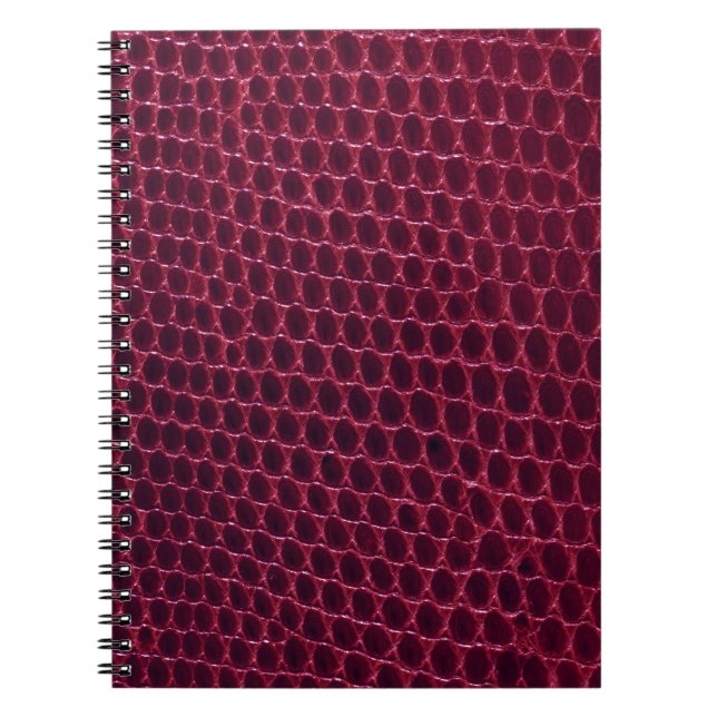Red Purple Burgundy Maroon snake skin leather Notebook (Front)