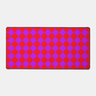 Red Purple Chequered Diamond Pattern  Desk Mat