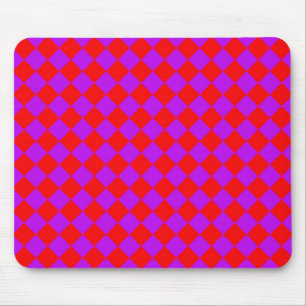 Red Purple Chequered Diamond Pattern  Mouse Pad