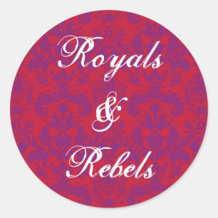 Red & Purple Damask Round Sticker