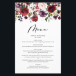 Red & Purple Fall Floral Garland Wedding Menu Card<br><div class="desc">Add a fall floral accent to your event's tablescape with this customizable menu card. It features watercolor floral garland of burgundy, red and blush pink flowers with foliage accent. This floral menu card is perfect for autumn weddings, bridal showers, baby showers and birthdays. Personalize by adding names, date and menu...</div>