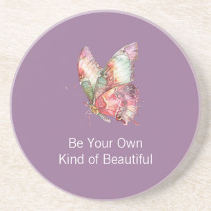 Red Purple Floral Garden Butterfly Coaster