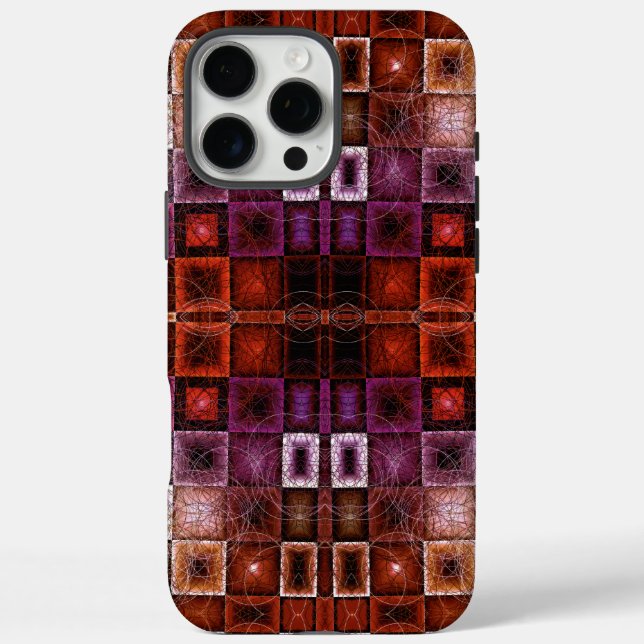 Red & Purple Geometric Grid Symmetrical Glow Case-Mate iPhone Case (Back)