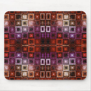 Red & Purple Geometric Grid Symmetrical Glow Mouse Pad
