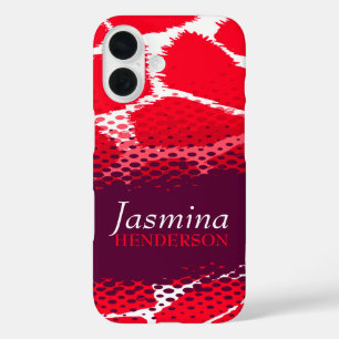 Red purple graphic animal print iPhone 16 case