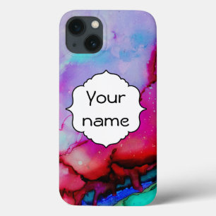 Red purple green ink iPhone 13 case