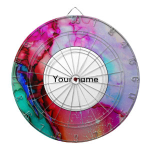 Red purple green ink dartboard