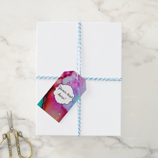 Red purple green ink gift tags (With Twine)