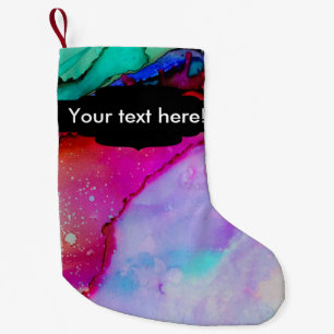 Red purple green ink small christmas stocking