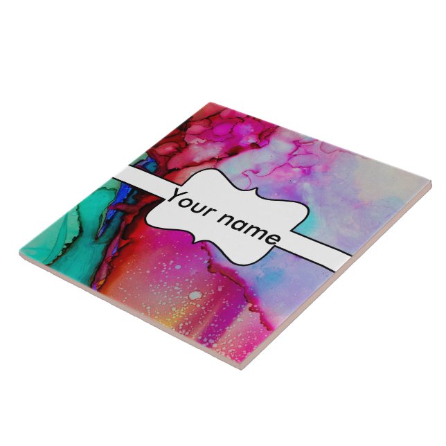 Red purple green ink tile (Side)