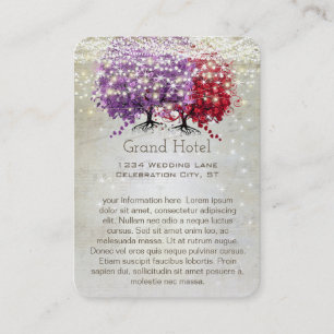 Red Purple Heart Leaf Tree Wedding Info Cards