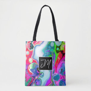 Red, Purple Marble Fluid Art Personalized Tote Bag