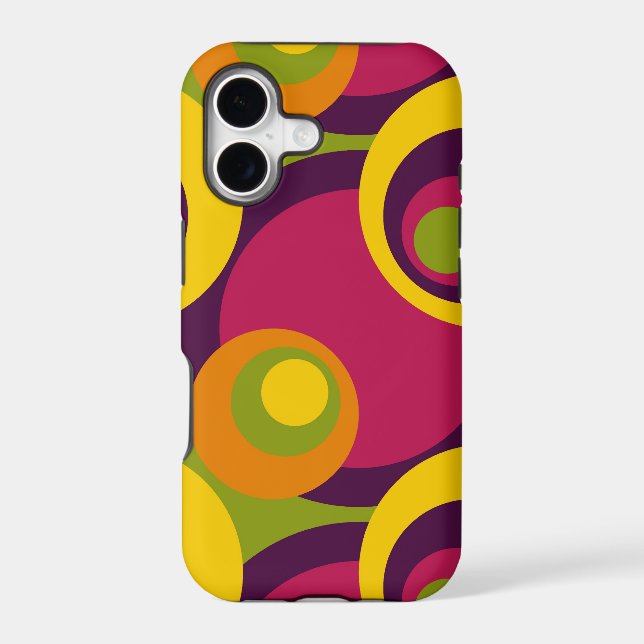 Red Purple Orange Yellow Retro Circles Pattern (Back)