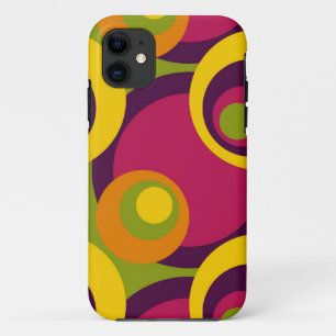 Red Purple Orange Yellow Retro Circles Pattern iPhone 11 Case