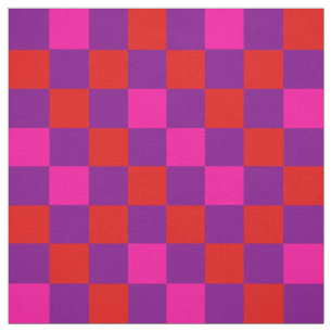 Red Purple Pink Chequered Pattern Design  Fabric