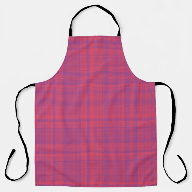 Red Purple Plaid Pattern Apron (Front)