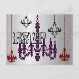 Red, Purple & Silver Chandelier RSVP Postcards