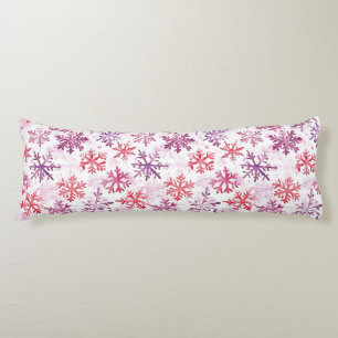 Red Purple Snowflakes Christmas Body Pillow
